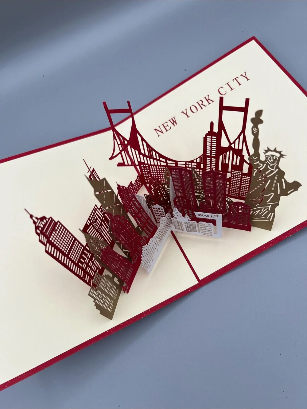 New York City Pop-Up Greeting Card - Red, Gold, White
